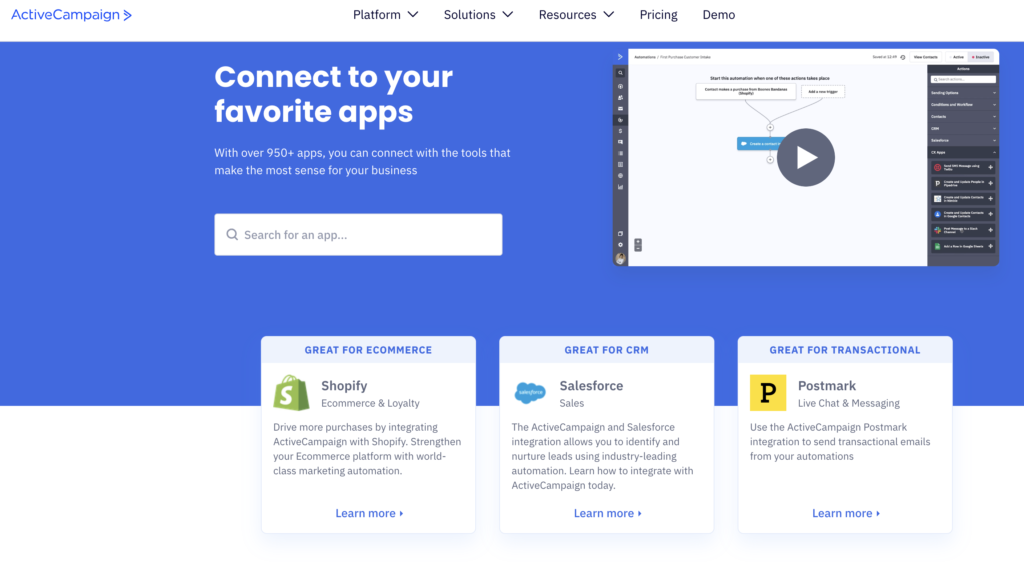 ActiveCampaign vs ConvertKit: avtivecampaign integrations
